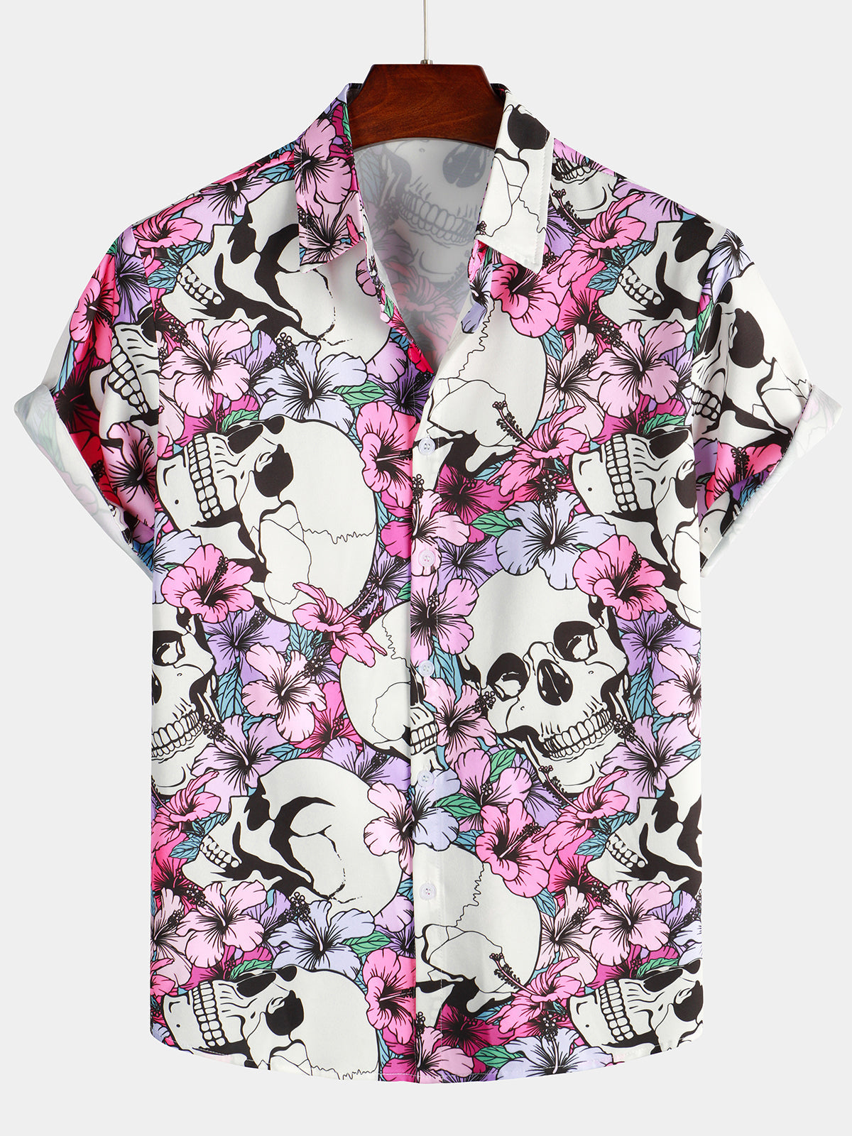 Flowers Printed Button Up Hawaiian Shirt