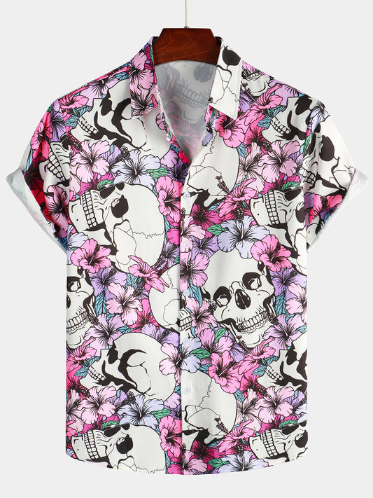 Flowers Printed Button Up Hawaiian Shirt