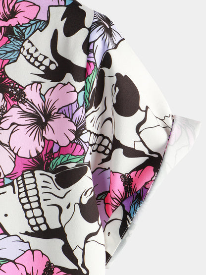 Flowers Printed Button Up Hawaiian Shirt