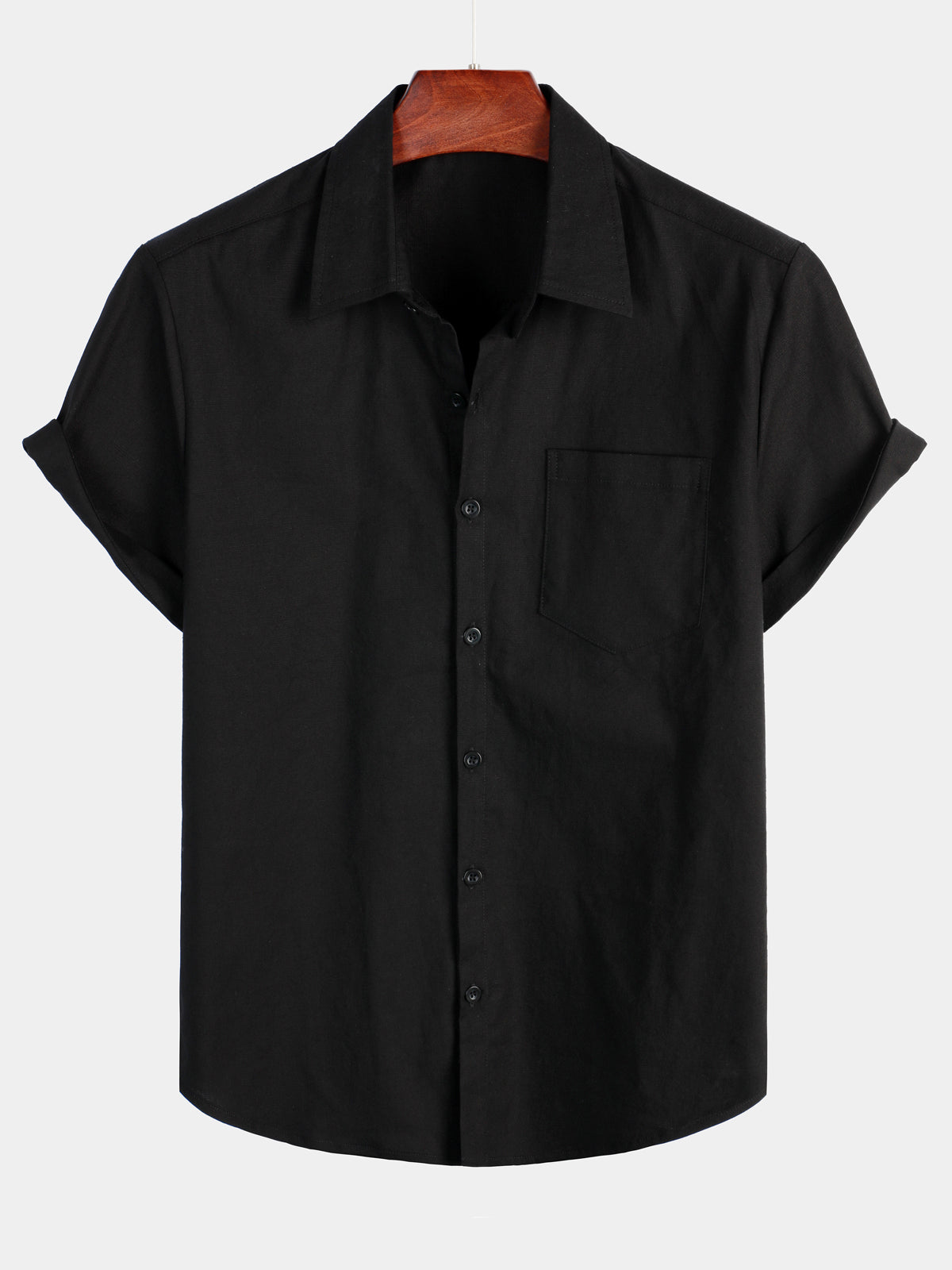 Solid Colored Casual Short Sleeve Shirt