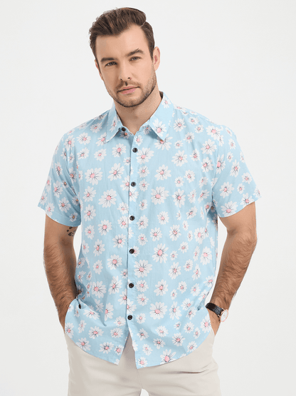 Tropical Daisy Print Short Sleeve Shirt