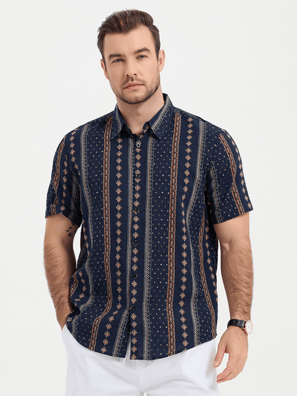 Retro Printed Casual Short Sleeve Shirt