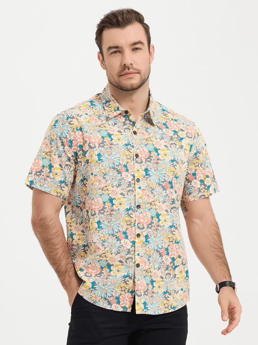 Tropical Print Casual Short Sleeve Shirt