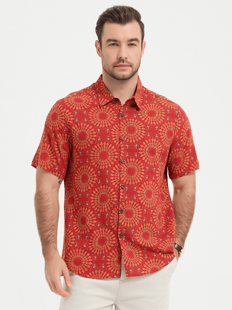 Vintage Pattern Casual Short Sleeve Shirt