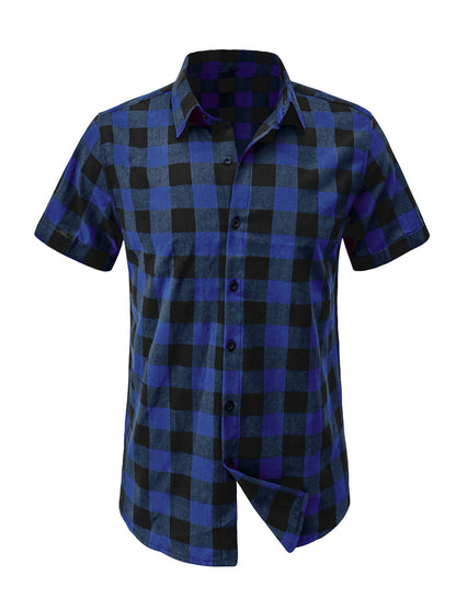 Check Casual Plaid Holiday Short Sleeve Shirt