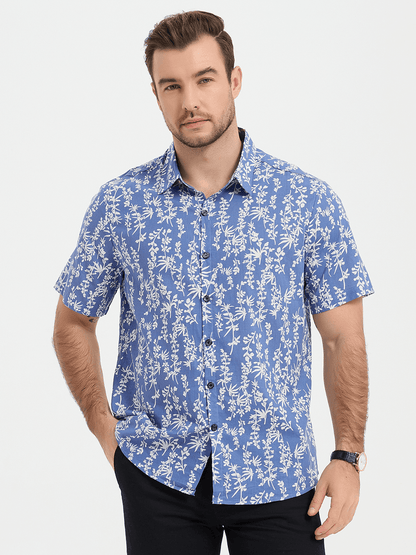 Tropical Leaf Print Short Sleeve Shirt