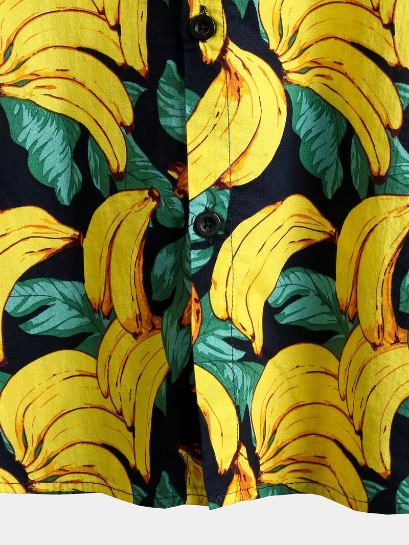 Banana Cotton Print Button Up Tropical Shirt