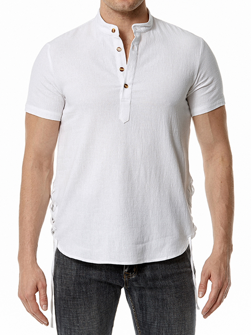 Casual Henley Collar Short Sleeve Shirt