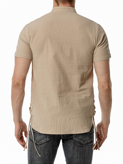 Casual Henley Collar Short Sleeve Shirt