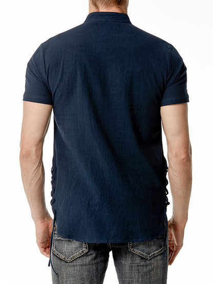 Casual Henley Collar Short Sleeve Shirt