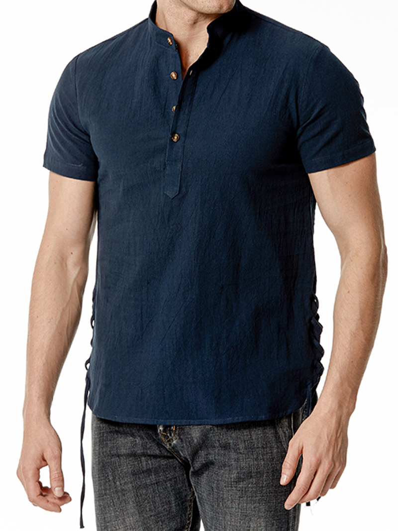 Casual Henley Collar Short Sleeve Shirt