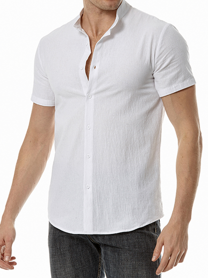 Casual Beach Solid Color Short Sleeve Shirt