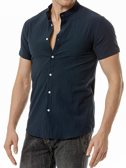 Casual Beach Solid Color Short Sleeve Shirt