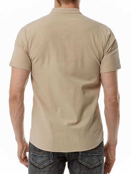 Casual Beach Solid Color Short Sleeve Shirt