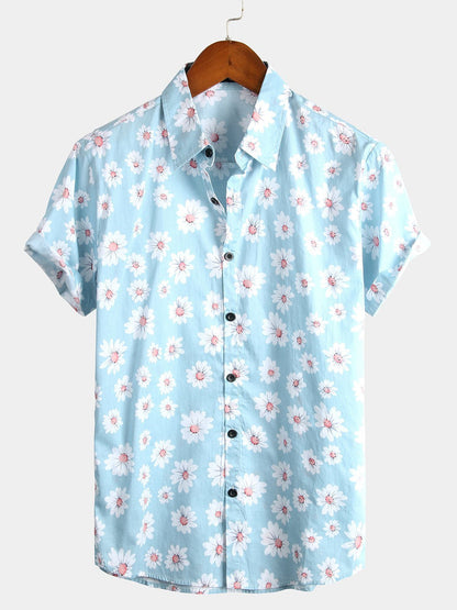 Tropical Daisy Print Short Sleeve Shirt