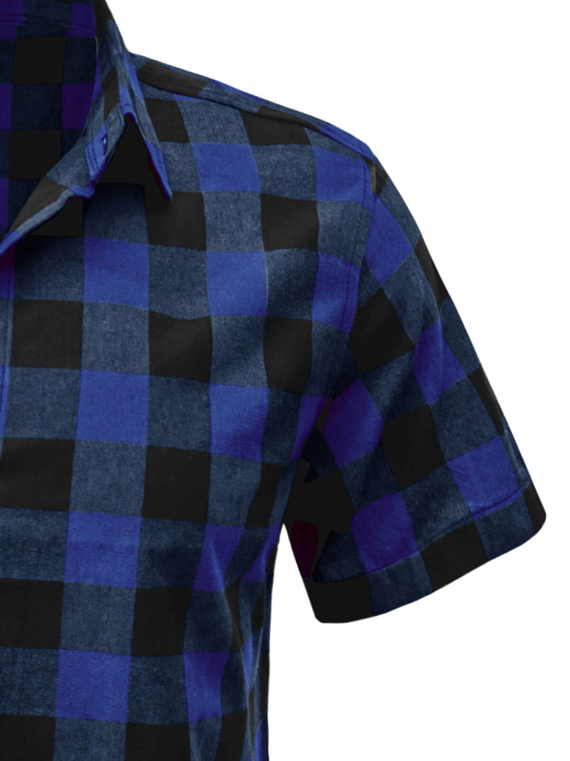 Check Casual Plaid Holiday Short Sleeve Shirt