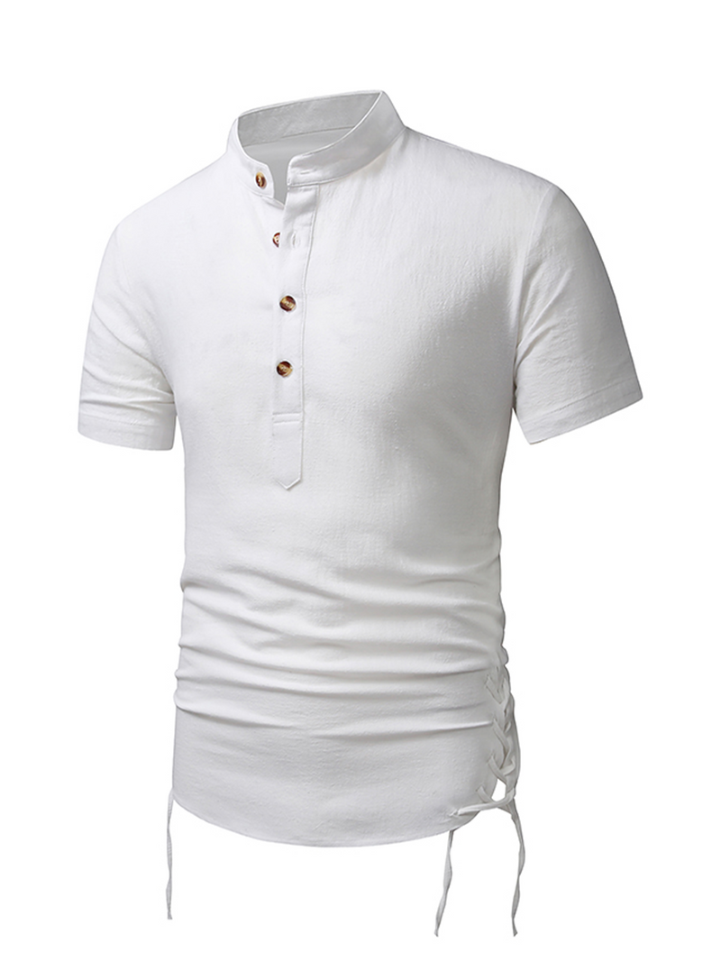 Casual Henley Collar Short Sleeve Shirt