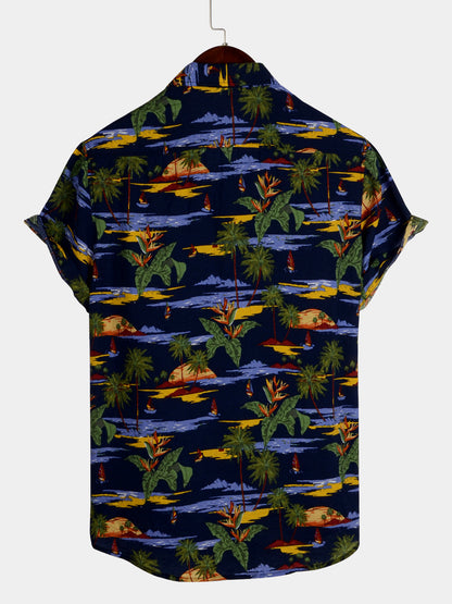 Tree Print Hawaiian Short Sleeve Shirt