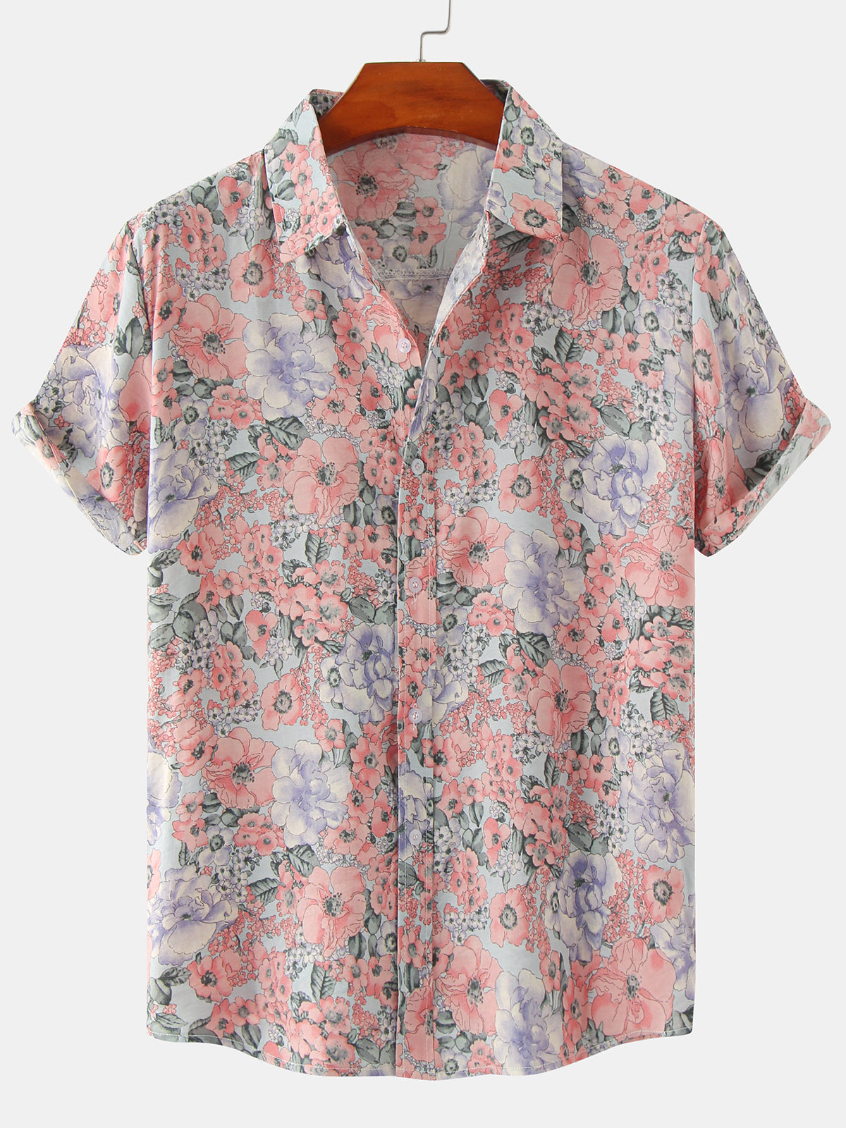 Vintage Floral Print Summer Casual Short Sleeve Shirt