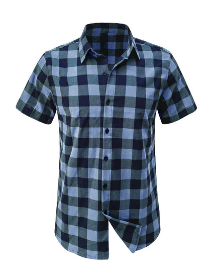 Check Casual Plaid Holiday Short Sleeve Shirt