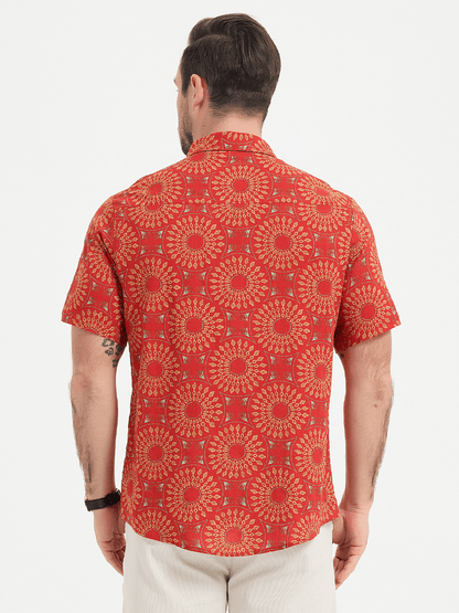 Vintage Pattern Casual Short Sleeve Shirt