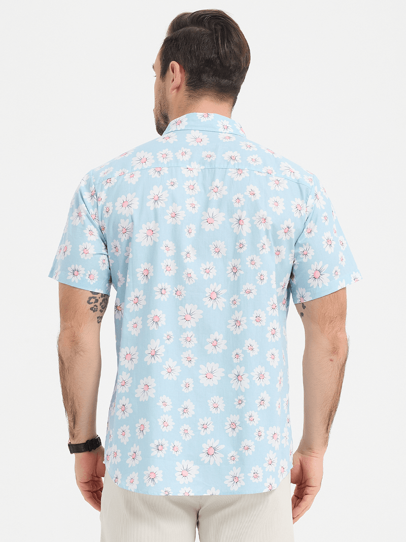 Tropical Daisy Print Short Sleeve Shirt