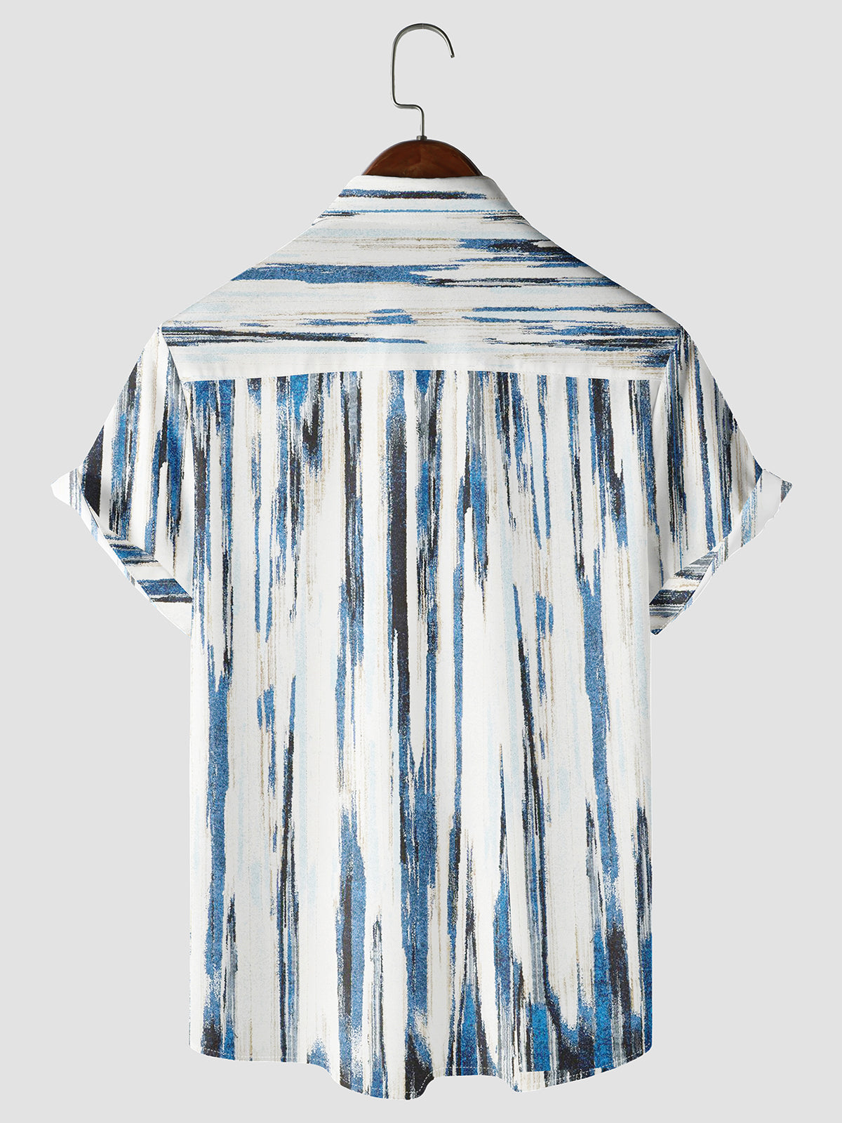 Textured Vertical Striped Short Sleeve Button Up Shirt