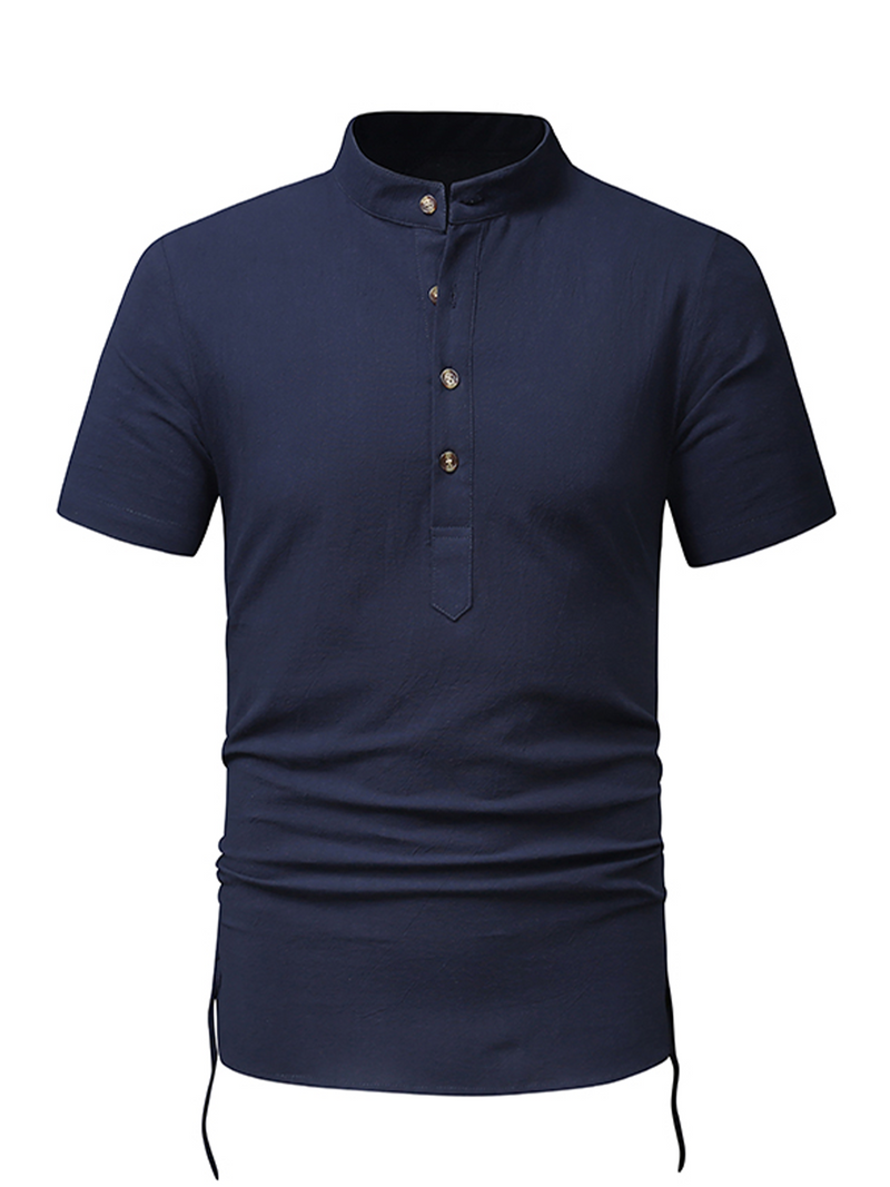 Casual Henley Collar Short Sleeve Shirt