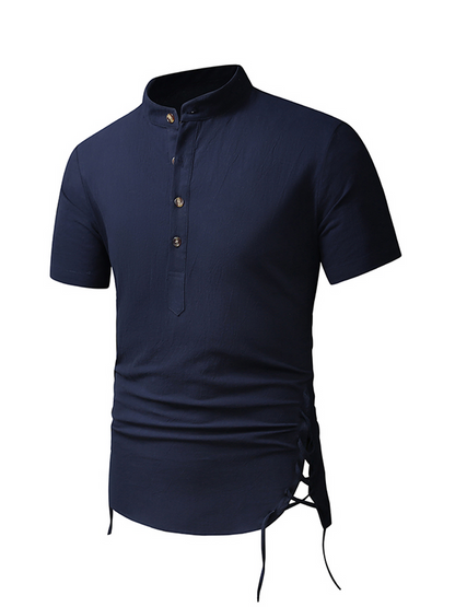 Casual Henley Collar Short Sleeve Shirt