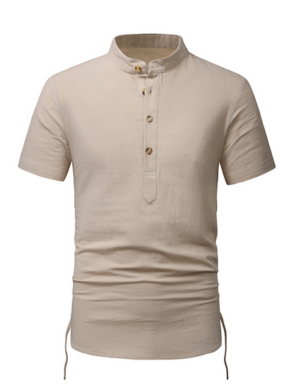 Casual Henley Collar Short Sleeve Shirt