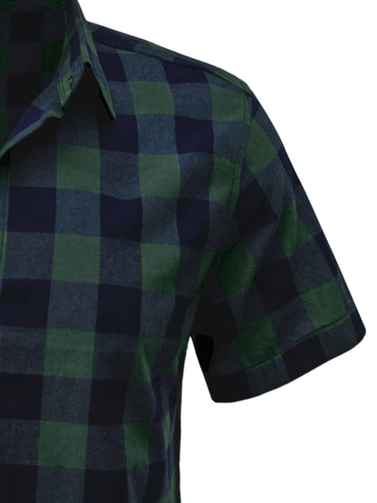 Check Casual Plaid Holiday Short Sleeve Shirt