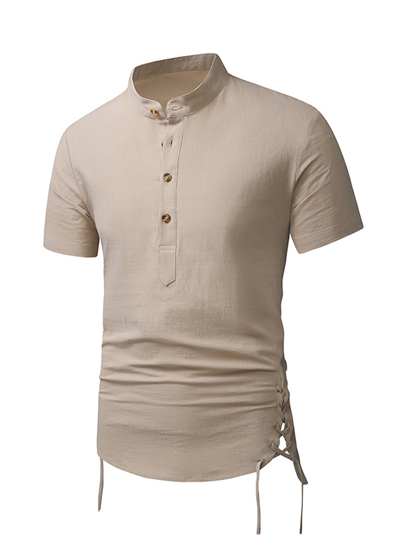 Casual Henley Collar Short Sleeve Shirt