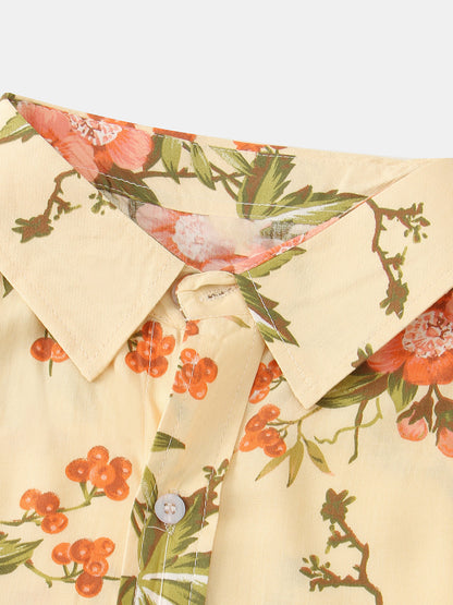 Casual Button Up Retro Floral Shirt
