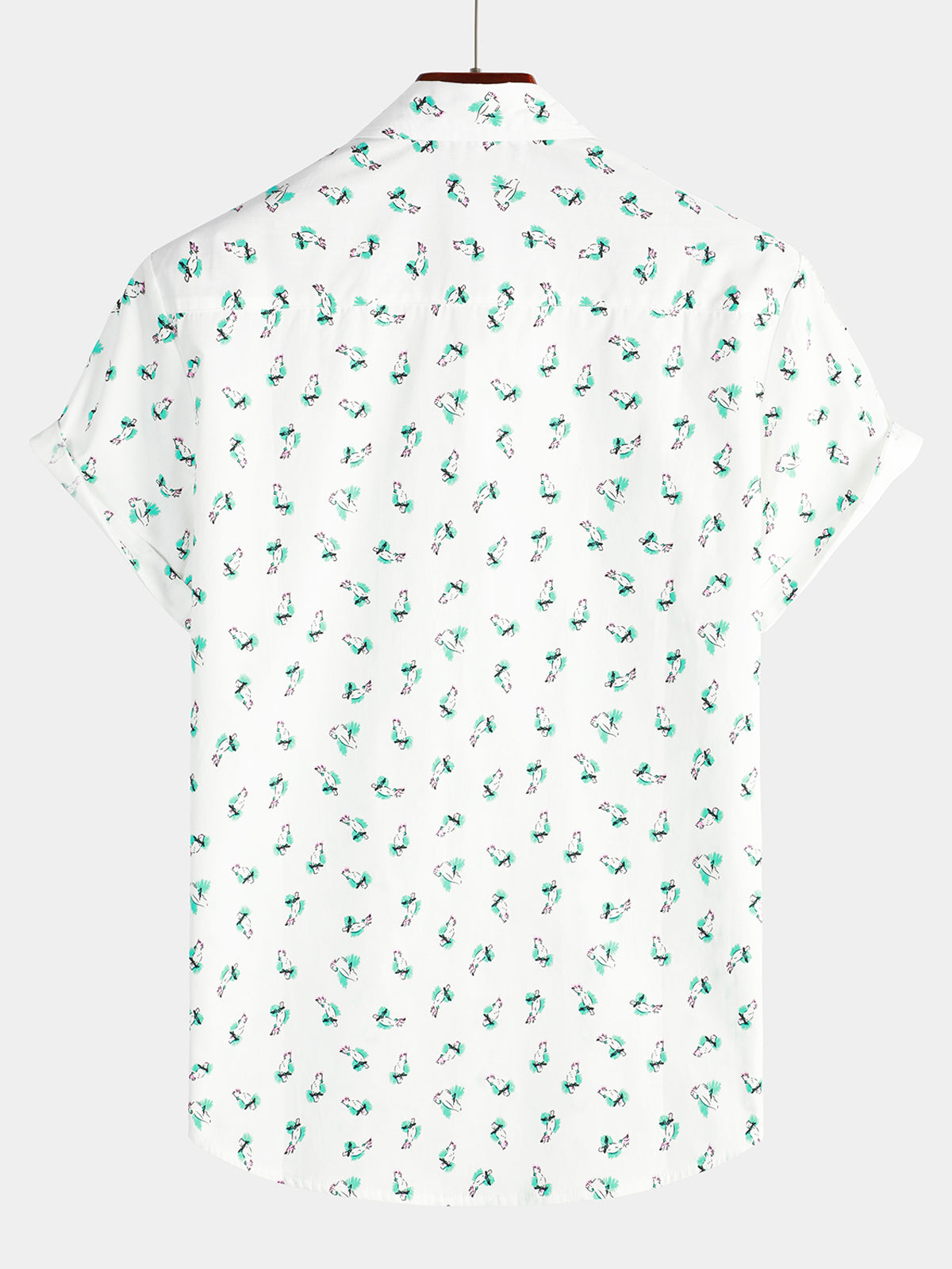 Parrot Print Cotton Casual Short Sleeve Shirt