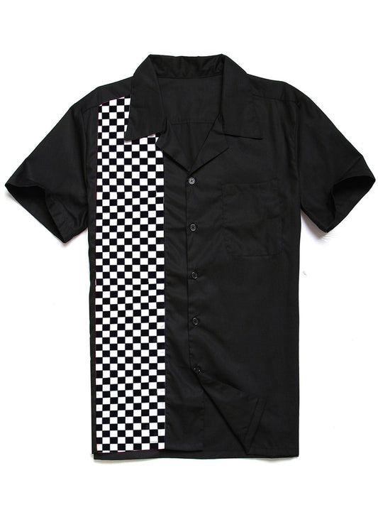 Checkerboard Design Short Sleeve Shirt