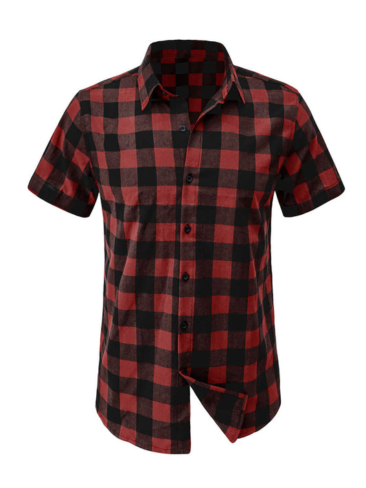 Casual Plaid Check Pattern Short Sleeve Shirt