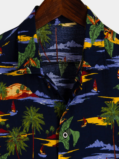 Tree Print Hawaiian Short Sleeve Shirt