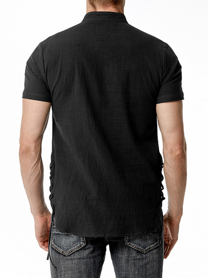 Casual Henley Collar Short Sleeve Shirt