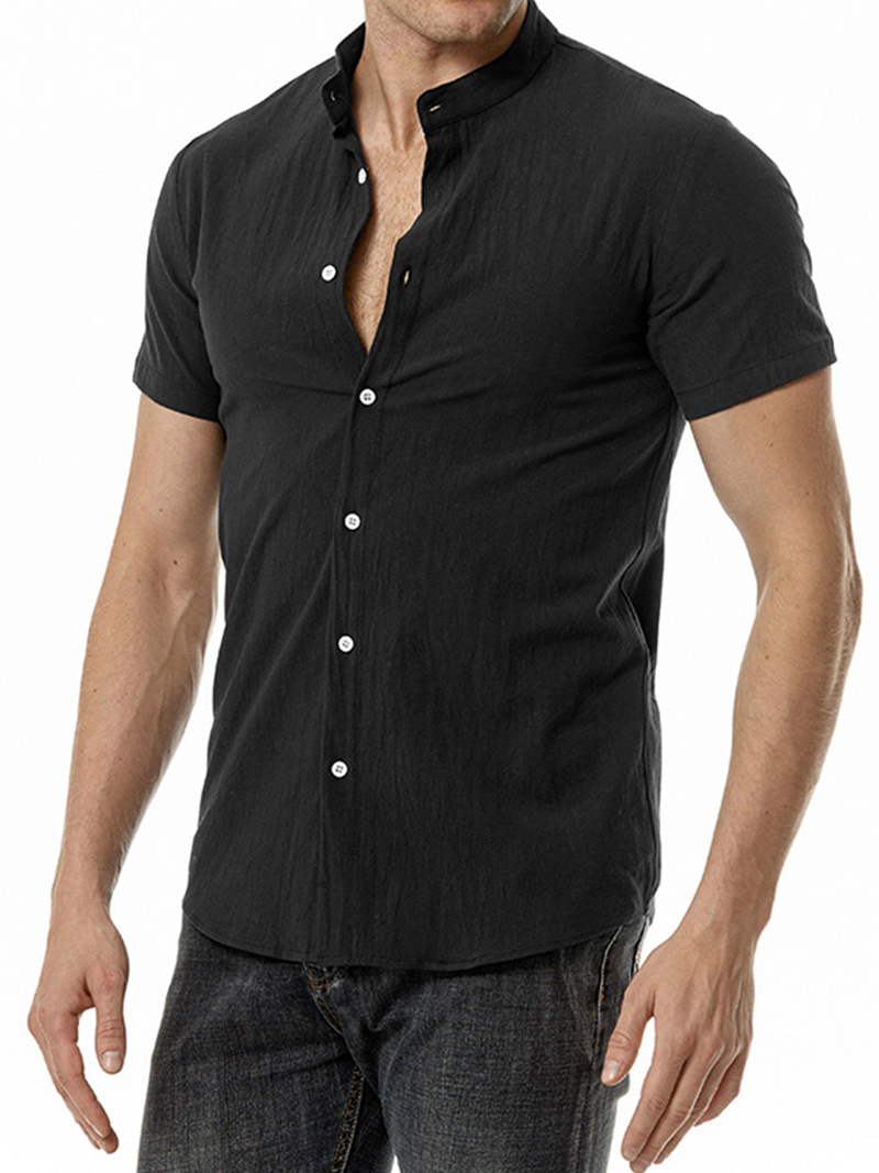 Casual Beach Solid Color Short Sleeve Shirt