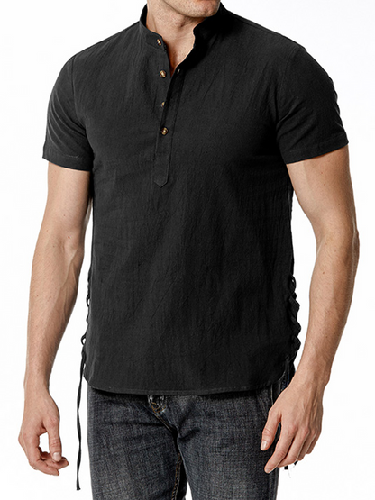 Casual Henley Collar Short Sleeve Shirt