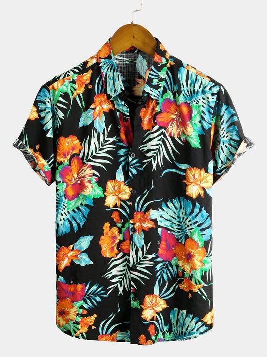 Floral Cotton Tropical Hawaiian Vacation Shirt