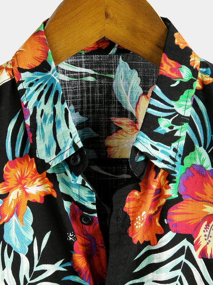 Floral Cotton Tropical Hawaiian Vacation Shirt