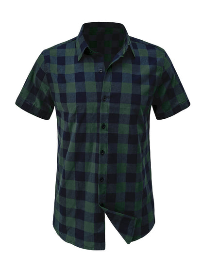 Check Casual Plaid Holiday Short Sleeve Shirt