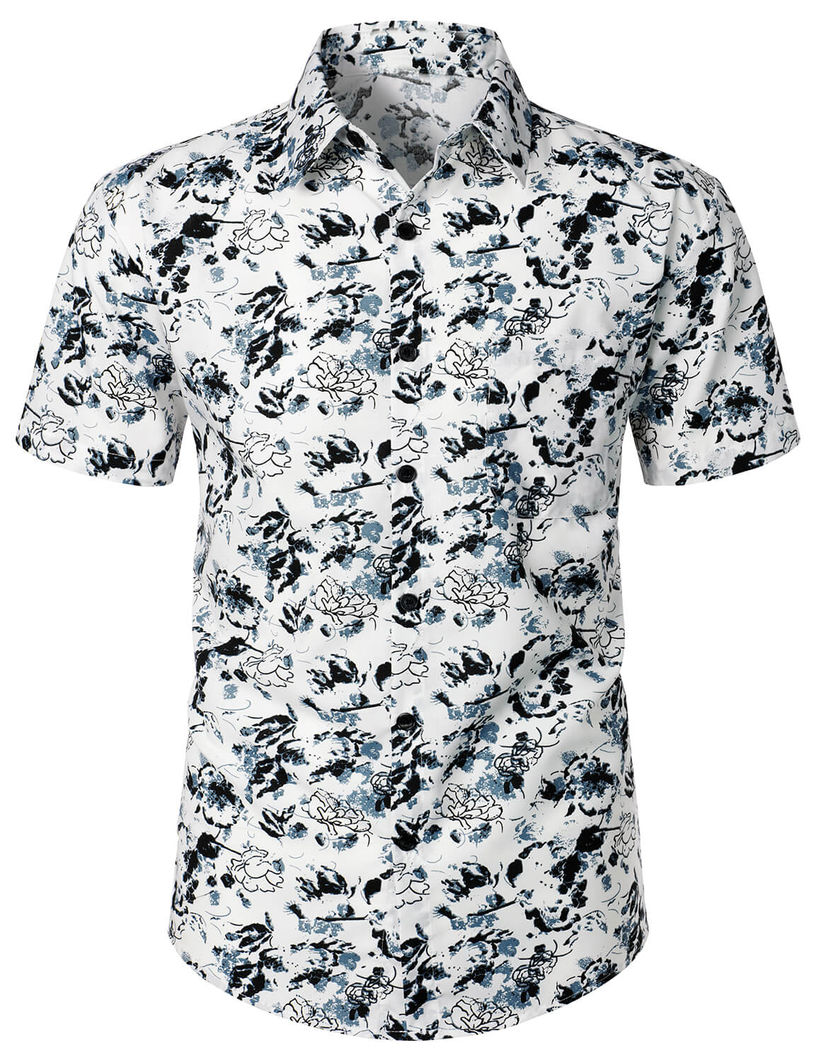 Floral Pattern Summer Button Up Short Sleeve Shirt