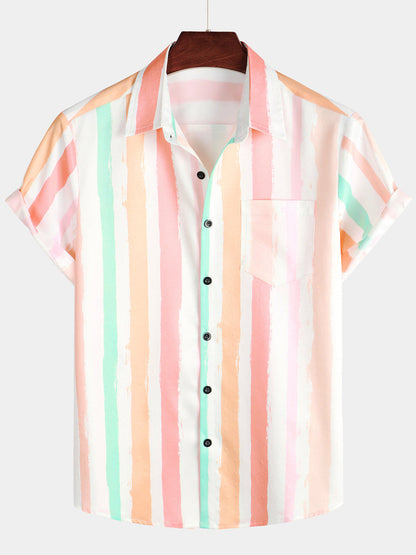 Vertical Striped Pocket Button Up Shirt