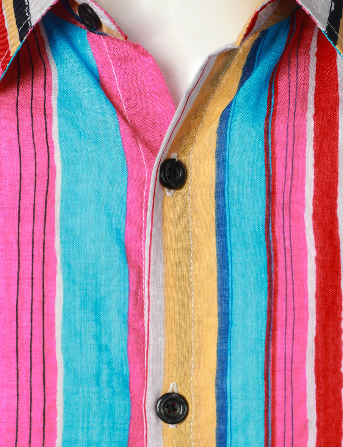 Rainbow Striped Button Up Summer Short Sleeve Shirt