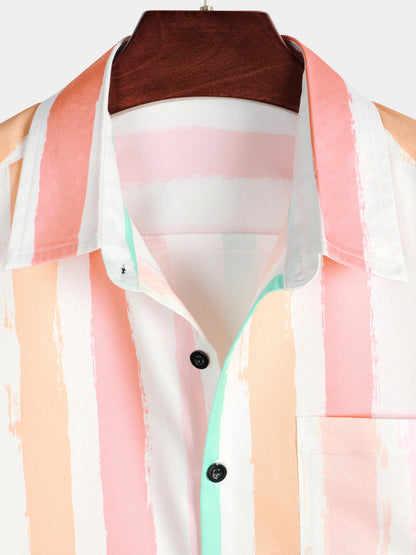 Vertical Striped Pocket Button Up Shirt