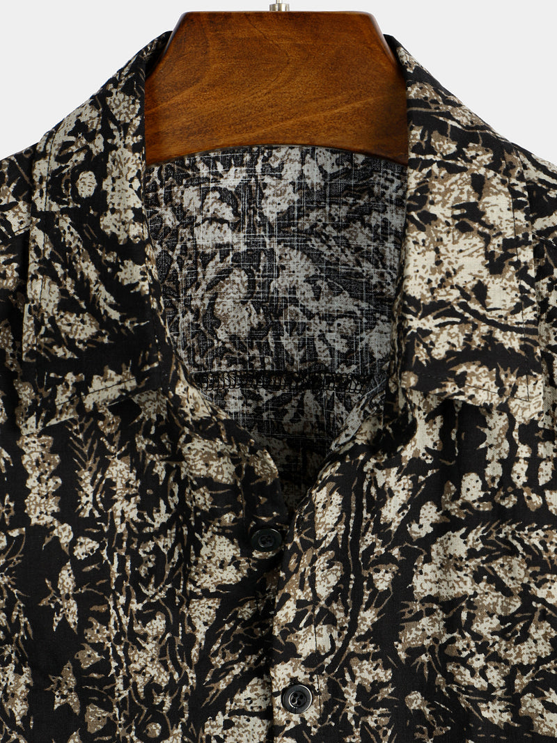 Vintage Abstract Print Short Sleeve Shirt