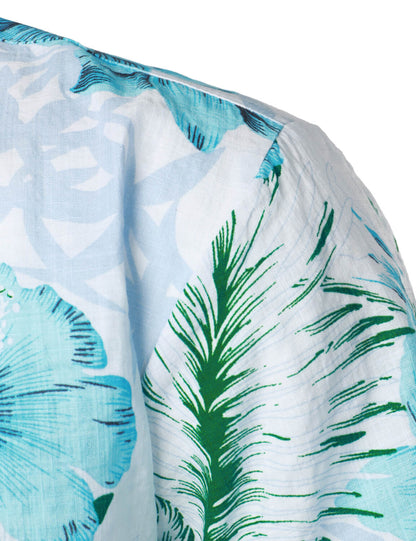 Hibiscus Flower Print Hawaiian Short Sleeve Shirt