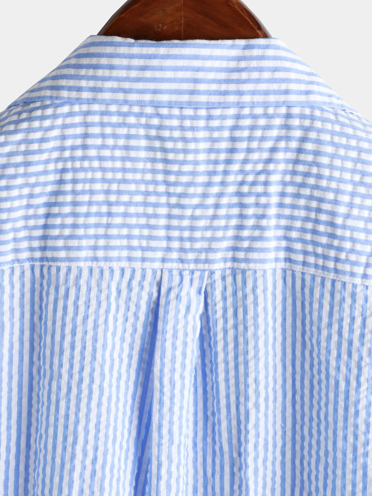 Striped Cotton Blue Summer Button Up Short Sleeve Beach Shirt